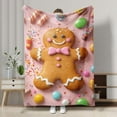 thumbnail image 1 of Christmas Throw Blanket Gingerbread Man Box Cartoon sanwfall Pink Soft Flannel Indoor Decorations Comfort Blankets for Healing Living Room Bedroom Fluffy Pink Christmas Decor Christmas Bedding, 1 of 9