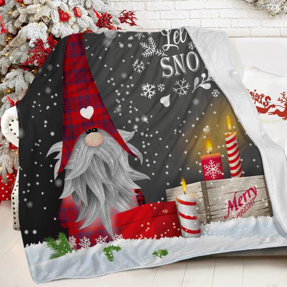 Christmas Throw Blanket Christmas Gnome Soft Flannel Blanket Holiday