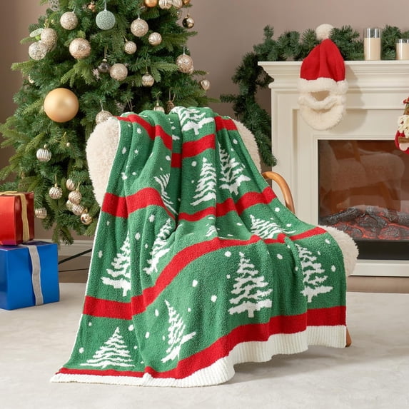 Christmas Throw Blanket Green Christmas Tree Blanket 50x60 inches, Ultra Soft Cozy Throw Blanket for Couch, Sofa and Bed for Christmas