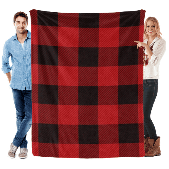 Christmas Throw Blanket Red and Black Buffalo Plaid Blanket Soft Warm Cozy Flannel Fleece Blanket Check Checkered Christmas Blankets for Home Sofa Chair Beds Christmas Decoration