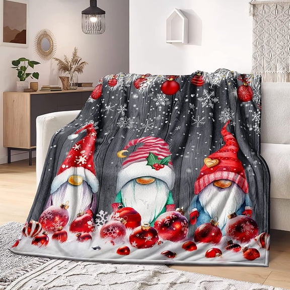 Christmas Throw Blanket,Scandinavian Christmas Santa Gnomes Blanket for Girls Boys Super Soft Cozy Xmas New Year Holiday Blanket for Couch Sofa Bed Gift Blanket(60 x 80")