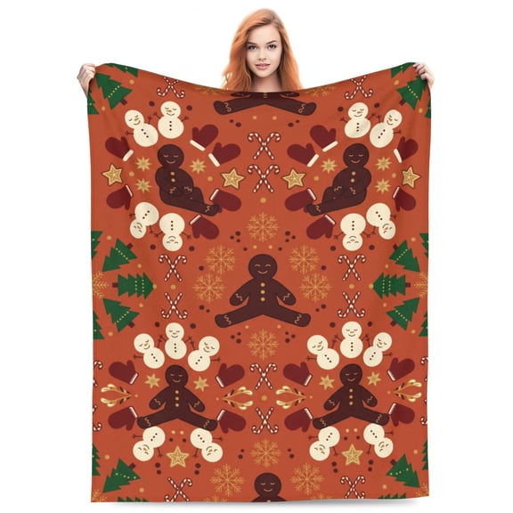 Christmas Throw Blanket, Seasonal Snowman Pattern, Plush Lightweight Flannel Throw for Sofa 50x40