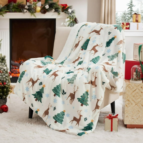Christmas Throw Blanket for Sofa Christmas Decorations Gifts for Women, Warm Deer Throw Blanket, Christmas Deer Throw, Winter Blanket Gift for Holiday