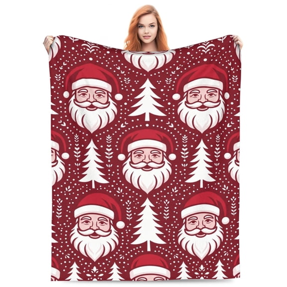 Christmas Throw Blanket Soft Anti Red Throw Blanket Xmas Santa Claus Winter Snowflake Tree Decorative Flannel 50x40