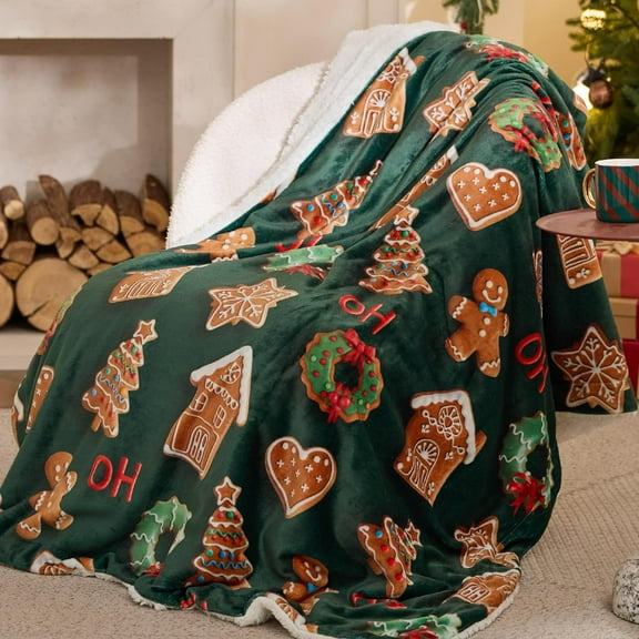 Christmas Throw Blanket - Soft and Warm Christmas 3D Gingerbread Throw Blankets for Couch, Sofa, Bed, Decoration Gift 50"x60"