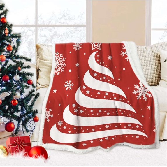 Christmas Throw Blanket for Stylish Warm Winter Cabin Throw - Red Snowflake Christmas Fleece Blanket Premium Microfiber, Silky Soft, Plush, Warm & Lightweight for Couch, Sofa, Bed 39x59