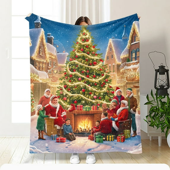 Christmas Throw Blanket Super Soft Flannel Fleece For Winter Warmth And Cozy Comfort Lightweight Yet Durable Ideal For Sofa Bed Decor And Indoor Outdoor Use Easy Care Gift