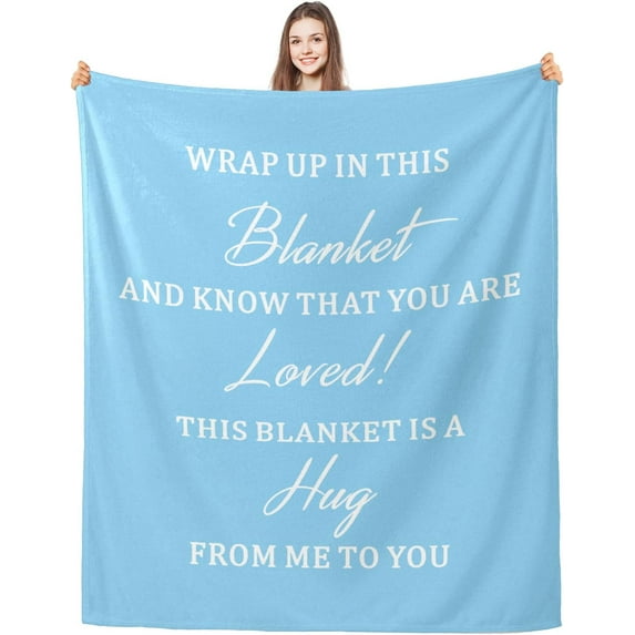 Christmas Throw Blanket, Sympathy Gift Get Well Soon Hug Blue Blanket 50x60, Thinking of You Gifts Inspirational Gifts for Women Men Get Well Gifts After Surgery, Long Distance Relationship Gifts