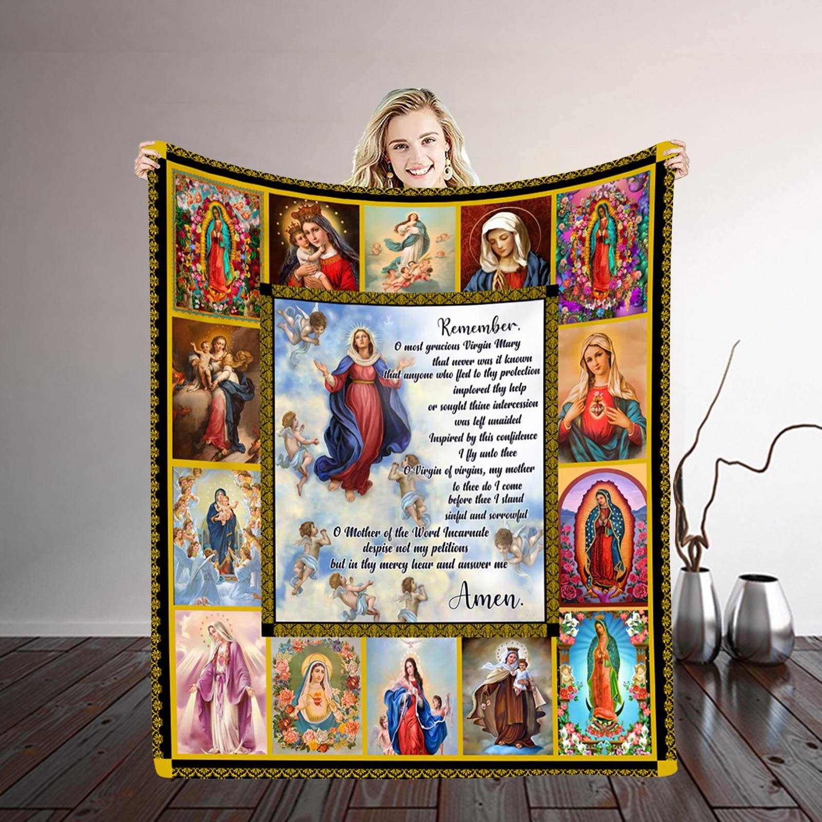 Christmas Throw Blanket Ultra Soft Warm Flannel Fleece Church Jesus