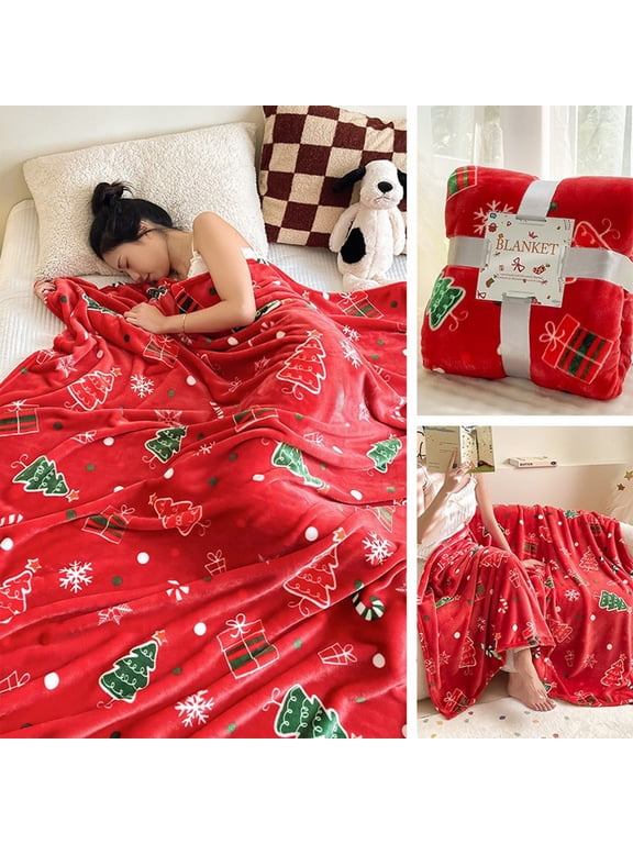 Christmas Throw Blanket Under $10, Christmas Fleece Blanket, Soft, Plush, Warm Fall Winter Cabin Throw, Christmas Gift for Men Women, 40×30 Inch