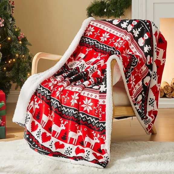Christmas Throw Blanket,Winter Holiday Sherpa Fleece Blanket, Premium Warm Cozy Christmas Blankets and Throws,Christmas Decorations, Christmas Gift  50" X 60"