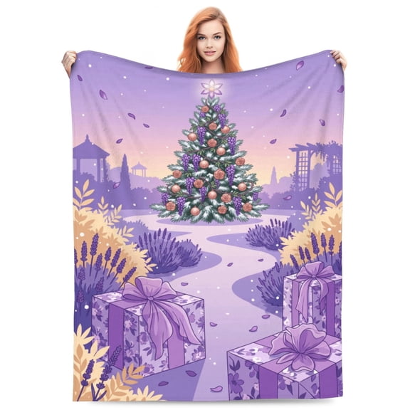 Christmas Throw Blanket, Winter Pine Tree Theme, Soft Warm Flannel Throw for Couch Sofa Travel 50x40