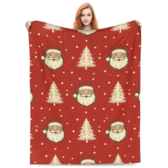 Christmas Throw Blanket Xmas Santa Claus Soft Anti Red Throw Blanket Winter Snowflake Tree Decorative Flannel 50x40