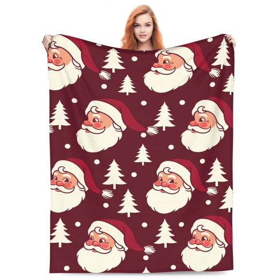 Christmas Throw Blanket Xmas Santa Claus Soft Anti Red Throw Blanket Winter Snowflake Tree Decorative Flannel 50x40