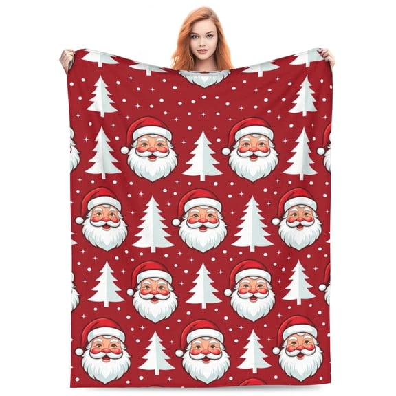 Christmas Throw Blanket Xmas Santa Claus Soft Anti Red Throw Blanket Winter Snowflake Tree Decorative Flannel 50x40