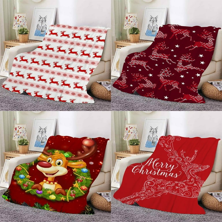 Christmas Throw Blanket soft and warm flange holiday Christmas tree decorative bed sofa blanket suitable for the bedroom living room Christmas