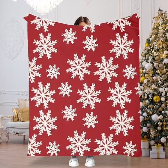 Christmas Throw Blanket, with Patterned & Snowflake Design, 28 x 59 In, Machine Washable and Made of Polyester for Everyday Use