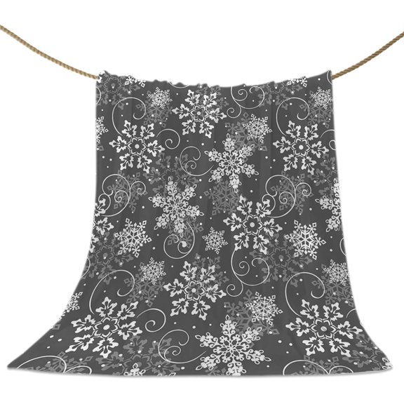 Christmas Throw Blankets, Grey White Snowflakes Pattern Soft Fleece Blanket Decorative for Home Sofa Couch Chair Living Bedroom,40x50 Inches, Winter