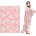 thumbnail image 1 of Christmas Throw Blankets, Pink White Snowflakes Pattern Soft Fleece Blanket Decorative for Home Sofa Couch Chair Living Bedroom,30x40 Inches, Winter, 1 of 7