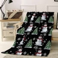 thumbnail image 1 of Christmas Throw Flannel Blanket 30x40In Winter Snowman Christmas Tree Snowflakes Black Super Soft Cozy Bed Blanket, Lightweight Plush Fuzzy Bed Throw for Bedroom Sofa Couch Living Room, 1 of 4