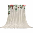 thumbnail image 1 of Christmas Throw Flannel Blanket 32x48In Winter Poinsettia Pine Cones Pine Needles Linen Super Soft Cozy Bed Blanket, Lightweight Plush Fuzzy Bed Throw for Bedroom Sofa Couch Living Room, 1 of 4