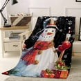 thumbnail image 1 of Christmas Throw Flannel Blanket 50x80In Xmas Snowman Lights Snowflakes Red Black Super Soft Cozy Bed Blanket, Lightweight Plush Fuzzy Bed Throw for Bedroom Sofa Couch Living Room, 1 of 4