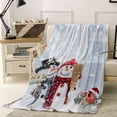 thumbnail image 1 of Christmas Throw Flannel Blanket 60x80In Cute Winter Snowman Snowing Scenery Wood Grain Super Soft Cozy Bed Blanket, Lightweight Plush Fuzzy Bed Throw for Bedroom Sofa Couch Living Room, 1 of 4