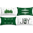 thumbnail image 1 of Christmas Throw Lumbar Pillow Covers 12x20 Set of 4, Merry Christmas Xmas Winter Decorative Holiday Cushion Pillow Cases 12 x 20 for Farmhouse Home House Room Couch Decor (Green), 1 of 6