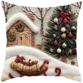 thumbnail image 1 of Christmas Throw Pillow 18x18 Inch, Festive Holiday Decor with Santa Elk Snowflake Designs, Merry Christmas Throw Cushion Cases for Sofa Couch Living Room Home Decor, 1 of 9