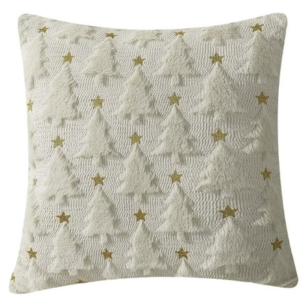 Christmas Throw Pillow 18x18 Inch - Set of 1 with 3D Embroidered Christmas Tree Design for Couch Bedroom Living Room