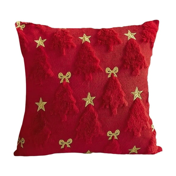 Christmas Throw Pillow, Christmas Tree Cushion, Soft Embroidered Holiday Sofa Pillow, 45x45cm Polyester Decorative Cushion for Living Room Decor