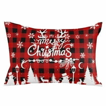 Christmas Throw Pillow Cover 16 x 24 Inch Decorative Pillow Cover Winter Snowman Snowflake Xmas Trees Red Plaid Lumbar Pillowcase Seasonal Rectangle Cushion Case for Couch Sofa Bed Living Room