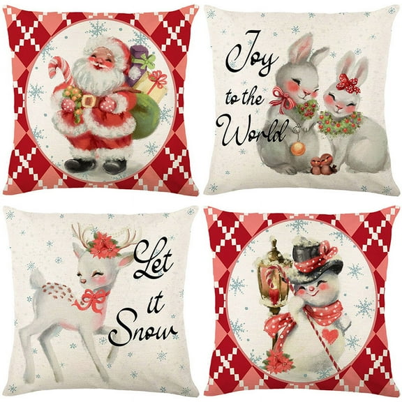 Christmas Throw Pillow Cover Farmhouse Decorative Deer Winter Holiday Outdoor Buffalo Plaids Cushion Cases Car Home Decor for Couch Gift