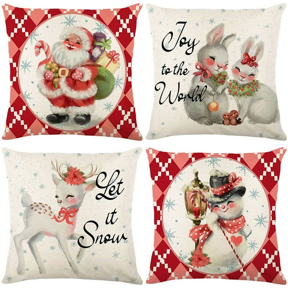 Christmas Throw Pillow Cover Farmhouse Decorative Deer Winter Holiday Outdoor Buffalo Plaids Cushion Cases Car Home Decor for Couch Gift
