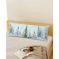 Christmas Throw Pillow Cover, Pine Forest Xmas Winter Snowy Rectangle Decorative Pillow Case Protector Soft Cushion Cover Lumbar Pillowcase for Couch Sofa Bedroom Car Chair Decor 20x54 Inch