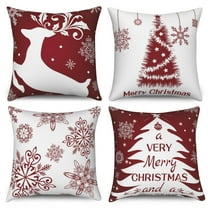 Christmas Throw Pillow Cover Set of 4,Winter Snowflake Reindeer Pillowcase for Living Room Home Decor,18x18