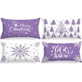 thumbnail image 1 of Christmas Throw Pillow Covers 12x12 Set of 4, Merry Christmas Winter Xmas Snowflake Decorative Holiday Cushion Pillow Cases 12 x 12 for Outdoor Indoor Farmhouse Home Room Couch Decor (Red), 1 of 6