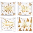 thumbnail image 1 of Christmas Throw Pillow Covers 12x12 Set of 4, Merry Christmas Winter Xmas Snowflake Decorative Holiday Cushion Pillow Cases 12 x 12 for Outdoor Indoor Farmhouse Home Room Couch Decor (Red), 1 of 6