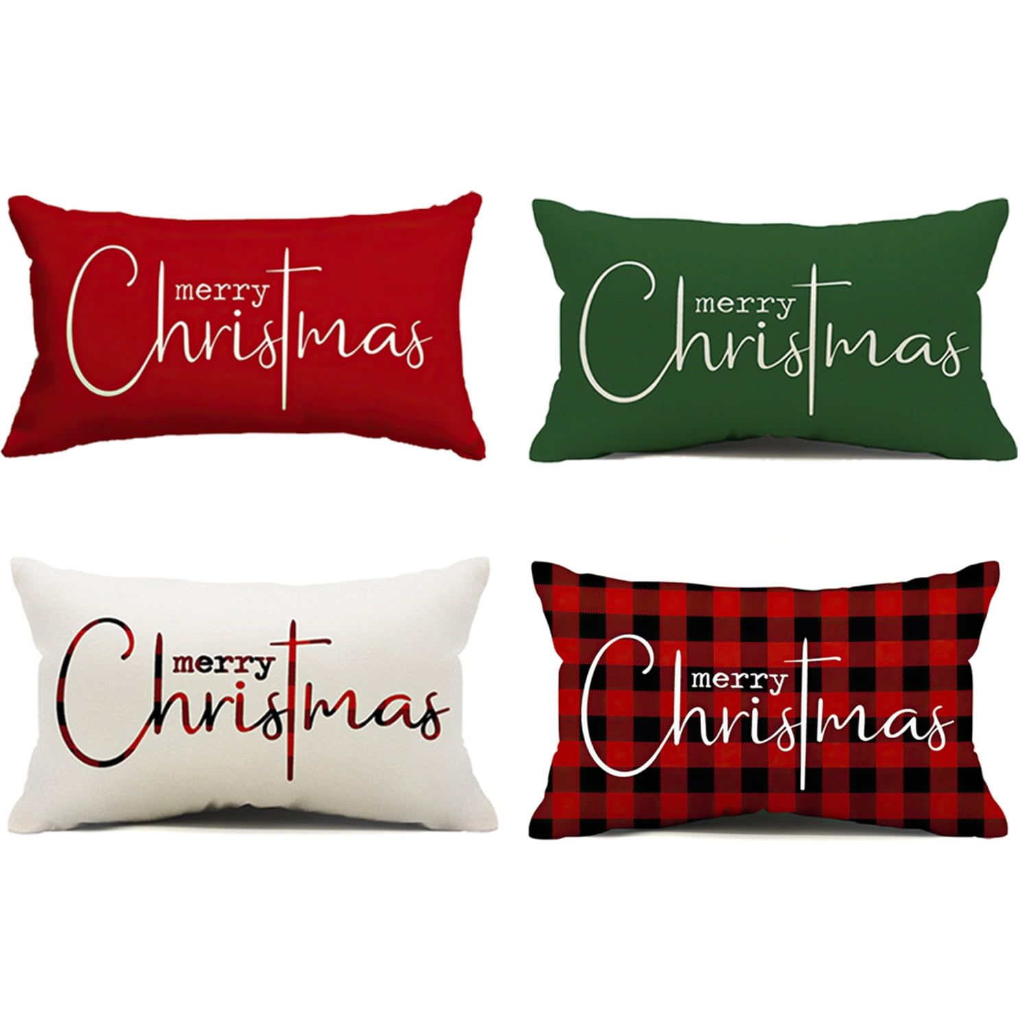 Christmas Throw Pillow Covers 12x20 Inch Merry Christmas Farmhouse