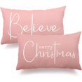 thumbnail image 1 of Christmas Throw Pillow Covers 12x20 Inch Set of 2 Merry Christmas Farmhouse Decorations Believe Holiday Decor Throw Cushion Case for Home Couch, 1 of 6