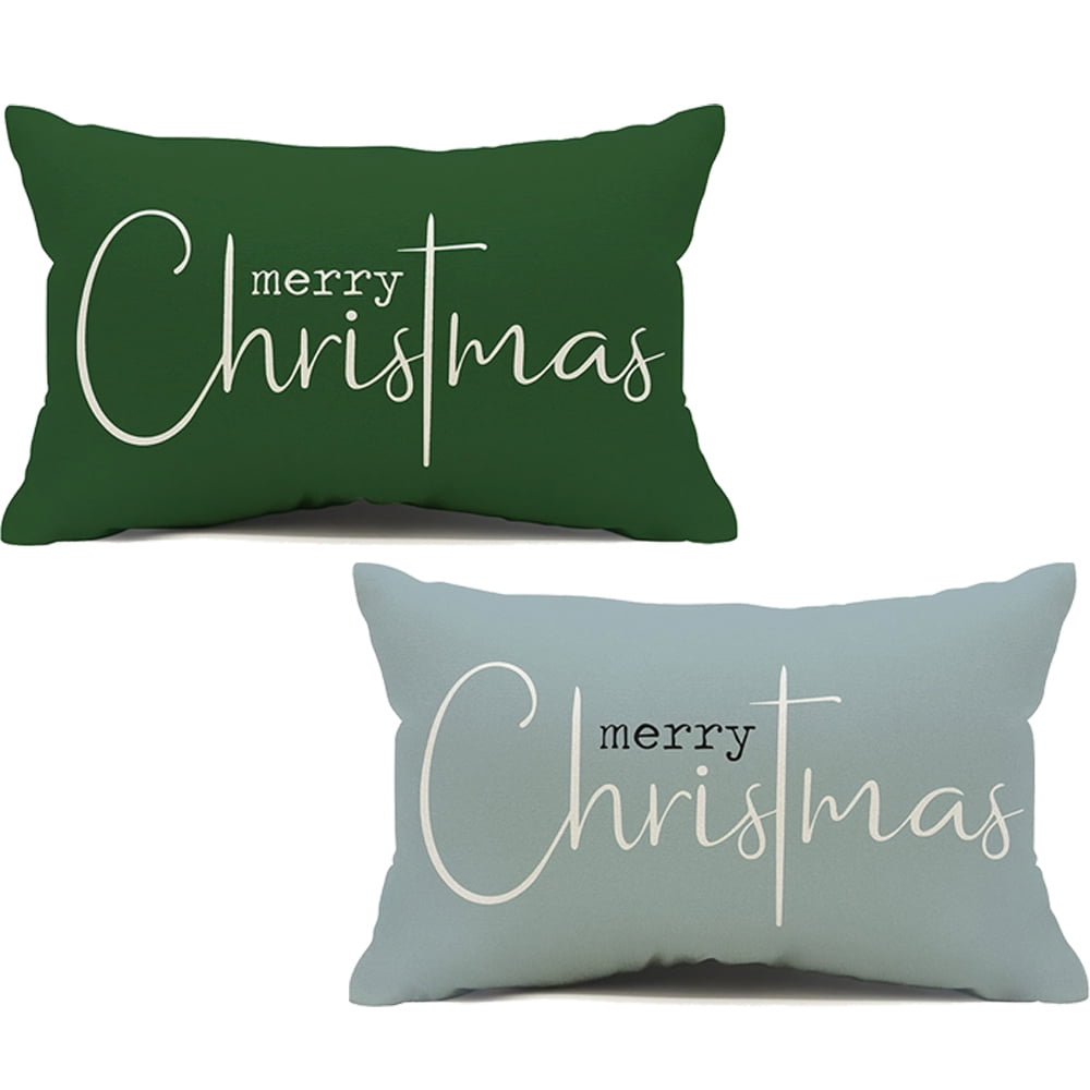  Outdoor Pillows Covers with Inserts Set of 2, Merry Christmas  Santa Hold Gift Snowflake Waterproof Pillow with Adjustable Strap Decorative  Throw Pillows for Patio Furniture Lounge Chair, 12x20 Inch : Patio