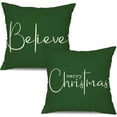 thumbnail image 1 of Christmas Throw Pillow Covers 12x20 Inch Set of 2 Merry Christmas Farmhouse Decorations Believe Holiday Decor Throw Cushion Case for Home Couch, 1 of 1