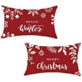 thumbnail image 1 of Christmas Throw Pillow Covers 12x20 Set of 2 Red Merry Christmas Decorations Hello Winter Snowflakes Outdoor Farmhouse Xmax Cushion Cases for Sofa Couch Home, 1 of 7