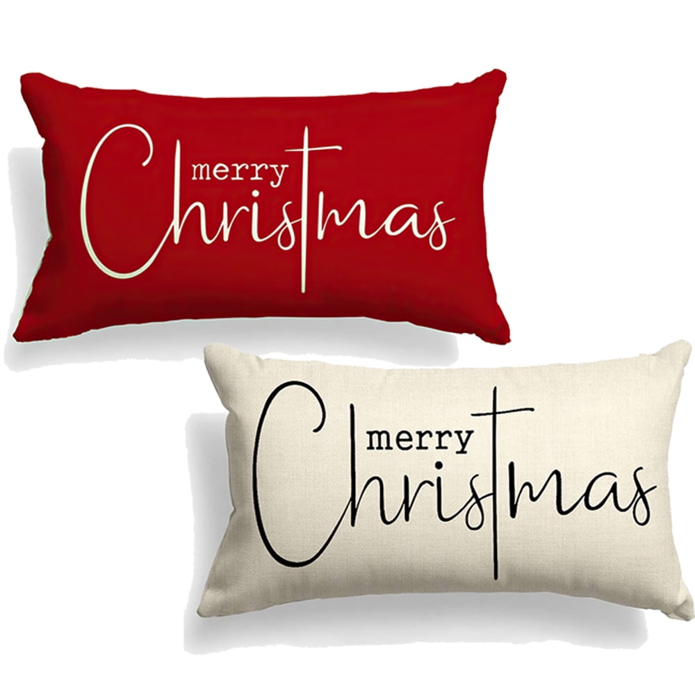 Christmas Pillow Covers 12x20 Inch Merry Christmas Throw Pillow Decorative Christmas Pillow