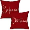 thumbnail image 1 of Christmas Throw Pillow Covers 16x16 Inch Set of 2 Merry Christmas Farmhouse Decorations Believe Holiday Decor Throw Cushion Case for Home Couch, 1 of 4