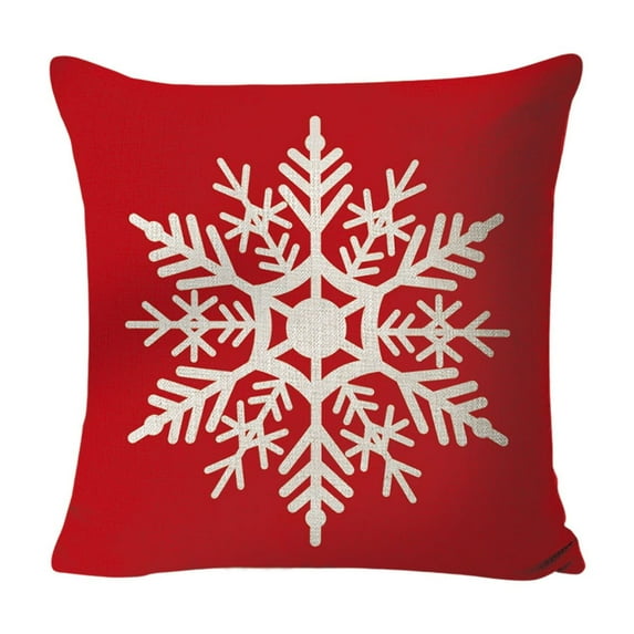 Christmas Throw Pillow Covers 18 x 18 Inch Holiday Decorations Winter Decorative Red Christmas Patterns Snowflake Soft Fabric Pillowcase for Christmas Home Sofa Couch Decor