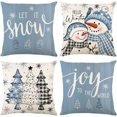 thumbnail image 1 of Christmas Throw Pillow Covers 18 x 18 Inch Set of 4, Winter Snowman Pillowcases Snowflake Xmas Tree Winter Holiday Cushion Case Decoration for Sofa Couch, 1 of 6