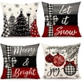 thumbnail image 1 of Christmas Throw Pillow Covers 18 x 18 Inch Set of 4, Xmas Tree Winter Farmhouse Holiday Merry Bright Cushion Case for Home Couch Decoration S23C23, 1 of 4