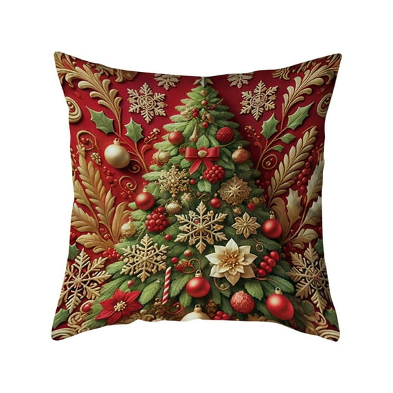Christmas Throw Pillow Covers 18x18,Cotton Pillow Cases Vintage Snowman Santa Xmas Tree Deer,Decorative Pillowcover for Couch Sofa Livingroom Outdoor Christmas Home Decor