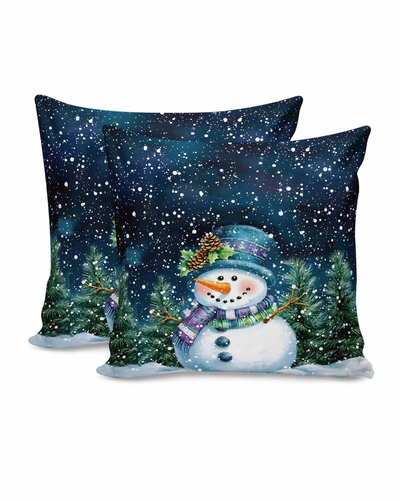 Christmas Throw Pillow Covers 18x18 Inch Set of 2 Christmas Snowman ...